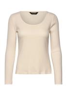 Lauren Ralph Lauren Rib-Knit Long-Sleeve Scoopneck Tee Kräm