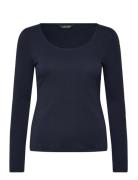 Lauren Ralph Lauren Rib-Knit Long-Sleeve Scoopneck Tee Marinblå