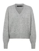 Vero Moda Vmboom Ls V-Neck Pullover Noos Grå