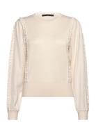 French Connection Krista Mix Ruffle Slv Jumper Kräm