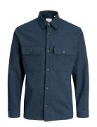 Jack & J S Jprrayle Melange Solid L/S Overshirt Sn Marinblå