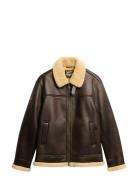 Superdry Faux Shearling Aviator Jacket Brun