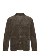 Lindbergh Seersucker Corduroy Casual Blazer Khaki Green
