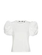 ROTATE Birger Christensen Puff Sleeve T-Shirt Vit