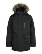 Jack & J S Jjcharlie Detachable Faux Fur Park Jnr Svart