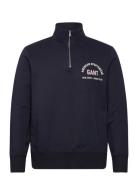 GANT Printed Graphic Half Zip Marinblå