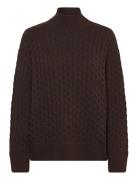 GANT Cable Knit Mock Neck Brun