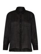 French Connection Terry Crinkle Top Svart