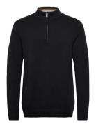 Lindbergh Structure Zip Neck Knit Svart