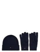 Tommy Hilfiger Th Flag Beanie & Glove Gp Marinblå