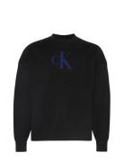 Calvin Klein Jeans Ls Cttn Cashmere 3D Logo Crwnk S Svart