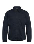 Knowledge Cotton Apparel Twill Zip Overshirt Marinblå