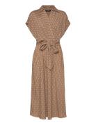Lauren Ralph Lauren Geo-Print Belted Crepe Dress Brun