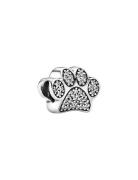 Pandora Paw Silver Charm With Cubic Zirconia Silver