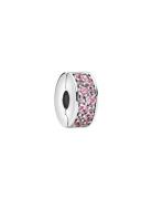 Pandora Silver Clip With Pink Cubic Zirconia And Silic Grip Rosa