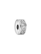 Pandora Silver Clip With Clear Cubic Zirconia And Silic Grip Silver