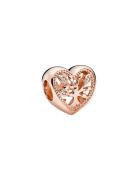 Pandora Family Tree Heart 14K Rose Gold-Plated Charm With Clear Cubic ...
