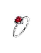 Pandora Heart Sterling Silver Ring With Cherries Jubilee Red Crystal A...