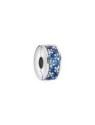 Pandora Silver Clip With Swiss Blue Crystal, Clear Cubic Zirconia, Roy...
