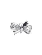 Pandora Bow Sterling Silver Charm With Clear Cubic Zirconia Silver