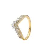 Pandora Tiara Wishb 14K Gold-Plated Ring With Clear Cubic Zirconia Gul...