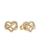Pandora Infinity Heart 14K Gold-Plated Stud Earrings With Clear Cubic ...