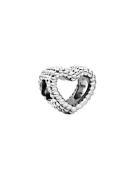 Pandora Beaded Heart Silver Charm Silver