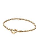 Pandora Studded Chain 14K Gold-Plated Bracelet With Heart Clasp Guld