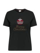 ONLY Carmakoma Carkita Xmas Ss O-Neck Jeans Fit Tee Jrs Svart