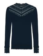 Rosemunde Silk T-Shirt W/ Lace Blå