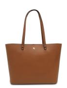 Lauren Ralph Lauren Crosshatch Leather Large Karly Tote Brun
