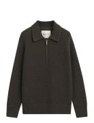 GANT Cotton Texture Half Zip Grön