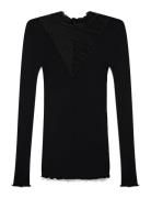 Rosemunde Rwbeatha Silk Ls Lace T-Shirt Svart