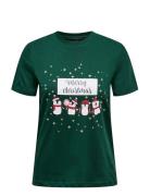 ONLY Onlkita Life Reg S/S Top Box Xmas Jrs Grön