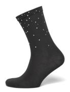 Weekday Rhinest Detail Cotton Crew Socks Svart