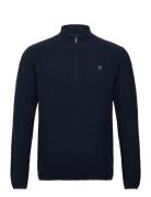 Knowledge Cotton Apparel Organic Cotton Half Zip Pique Knit Marinblå