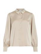 Vila Vienna Ravenna L/S Balloon Shirt - Noos Beige