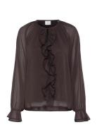 Kaffe Kamila Chiffon Blouse Brun