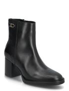Tommy Hilfiger Stacked Heel Leather Ankle Boot Svart
