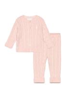 Ralph Lauren Baby 20/2 Cotton-Cbl Swtr Set-St-Jmt Rosa