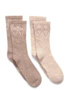 Minymo Winter Wool Socks 2-Pack Beige