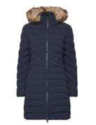 Superdry Fuji Faux Fur Hood Mid Length Marinblå