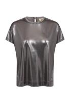 MOS MOSH Mmnivola O-Neck Metallic Tee Silver