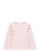 Mango Frills Cotton T-Shirt Rosa