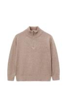 Mango Perkins-Neck Sweater Beige