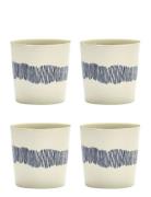 Serax Coffee Cup 25Cl White-Stripes Blue Feast By Ottolenghi Set/4 Vit