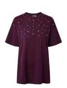 Pieces Pcskylar Ss Os Detail Tee Fsy Pp Bc Burgundy