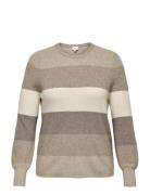 ONLY Carmakoma Carnew Daria L/S Stripe Pullover Knt Beige
