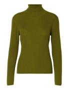 Selected Slfthea Ls Merino Wool Knit Roll Neck Khaki Green