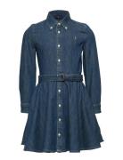 Ralph Lauren Kids Belted Cotton Denim Shirtdress